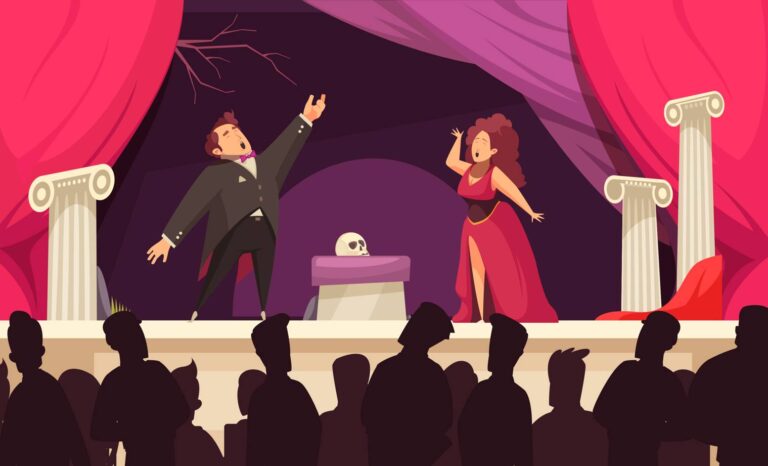 Dibujo de dos cantantes de ópera