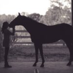 Mujer acariciando un caballo