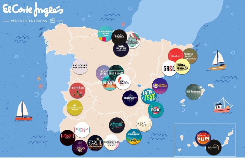 Mapa de los festivales de verano de 2021